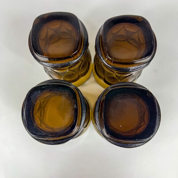 Noritake Spotlight Walnut Brown Water Flat Tumblers Textured MCM Set Of 4 - Picture 4 of 5